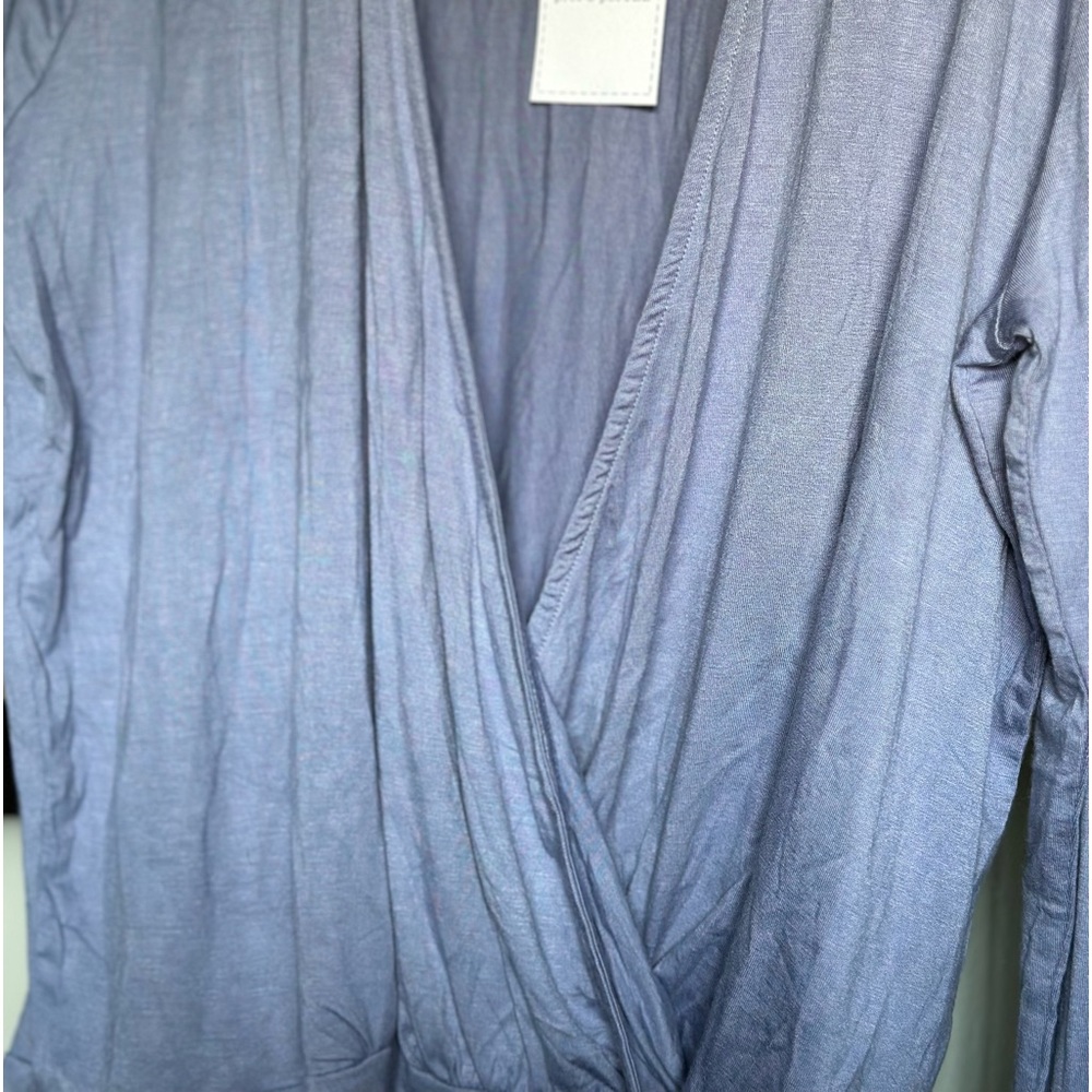 Prêt-a-portee rayon/cotton wrap long sleeve shirt